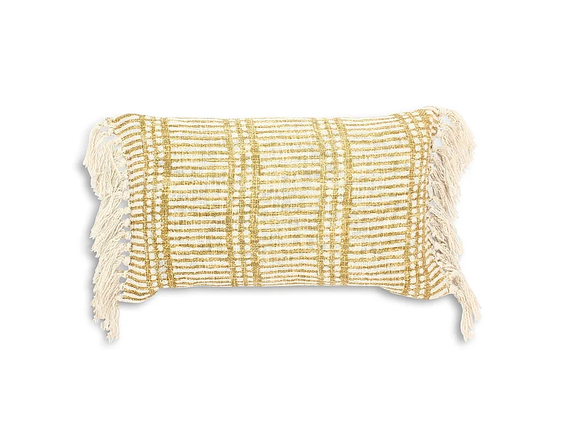 Now's Home - Coussin En Coton Imprime Frange Jaune Mimosa 30x50cm Guama
