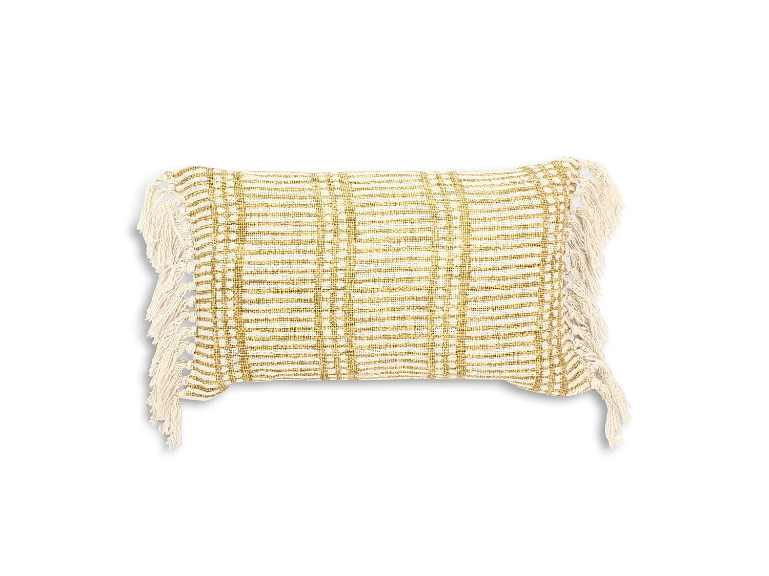 Now's Home - Coussin En Coton Imprime Frange Jaune Mimosa 30x50cm Guama