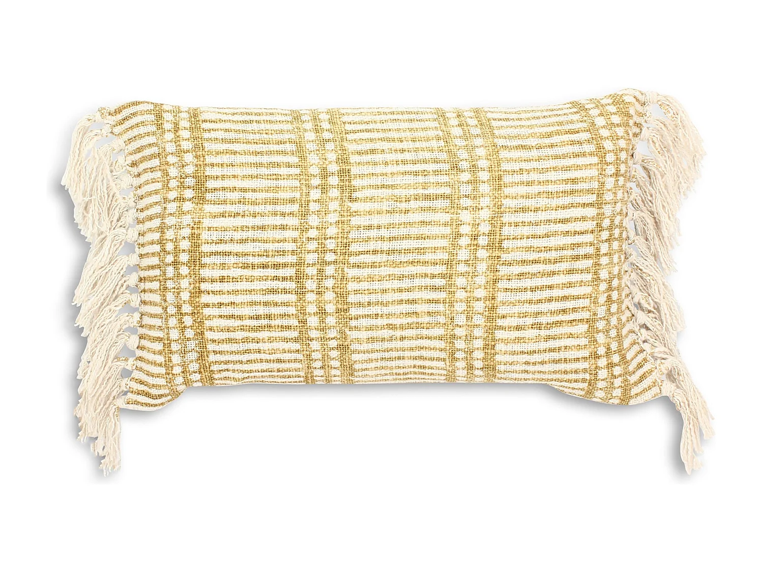 Now's Home - Coussin En Coton Imprimé Frangé Jaune Mimosa 30x50cm Guama