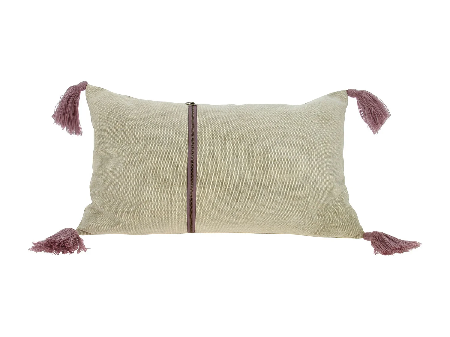 Now's Home - Coussin Beige 100% Coton Lavé Zip Déco. Vertical 30x50cm Agra