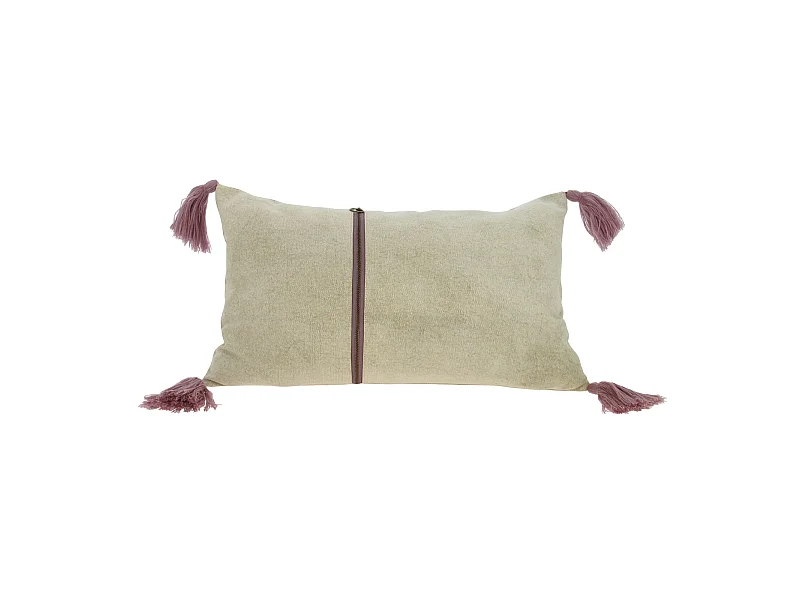 Now's Home - Coussin Beige 100% Coton Lave Zip Deco. Vertical 30x50cm Agra