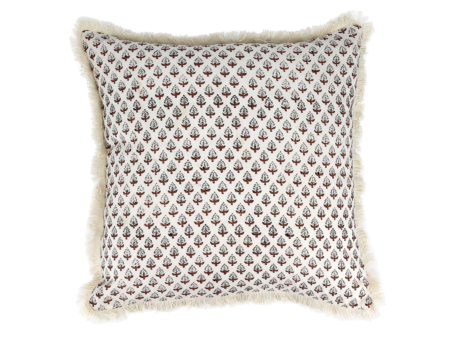 Now's Home - Coussin En Coton Avec Franges Imprime Epis Terracotta 40x40 Cm Gobi