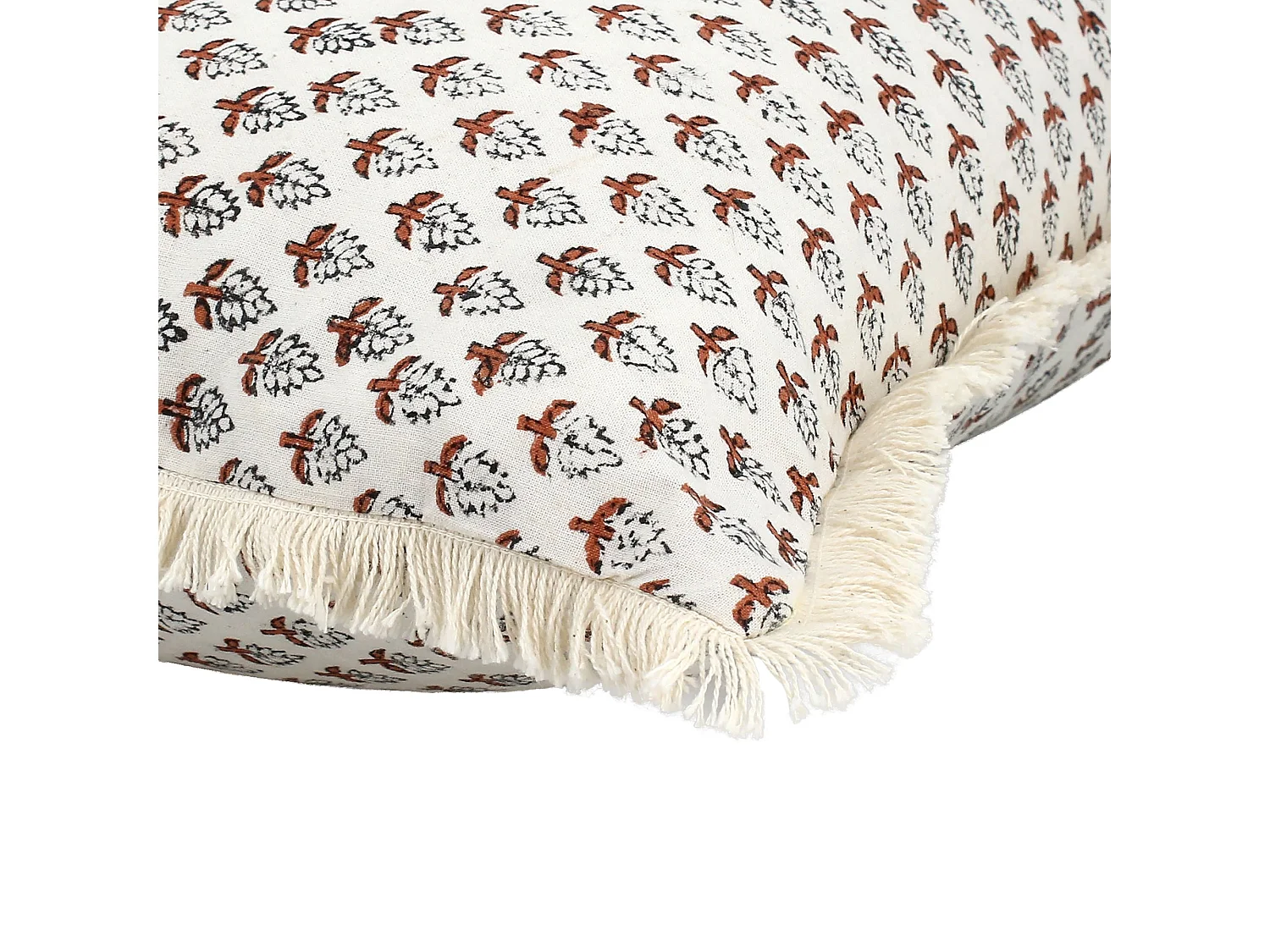 Now's Home - Coussin En Coton Avec Franges Imprime Epis Terracotta 40x40 Cm Gobi