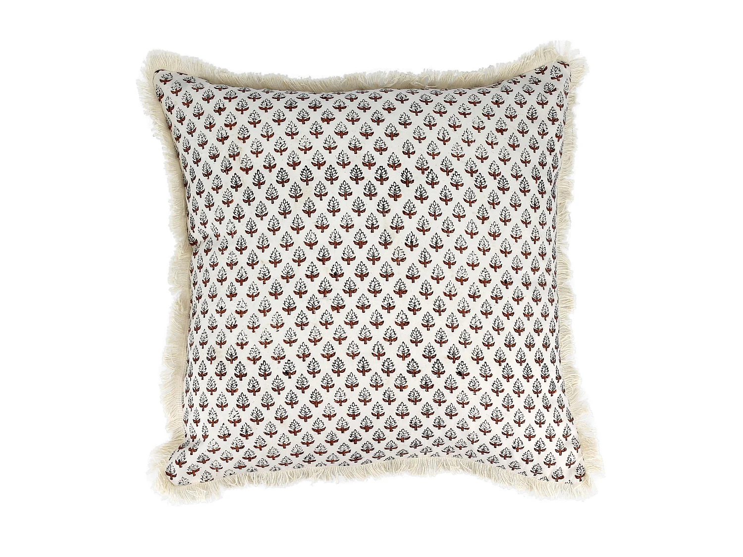 Now's Home - Coussin En Coton Avec Franges Imprime Epis Terracotta 40x40 Cm Gobi