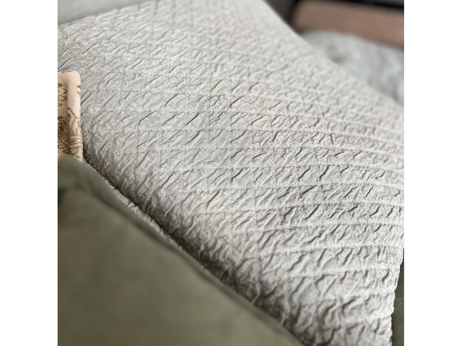 Now's Home - Coussin En Coton Gaufré Vert 45x45cm Gali