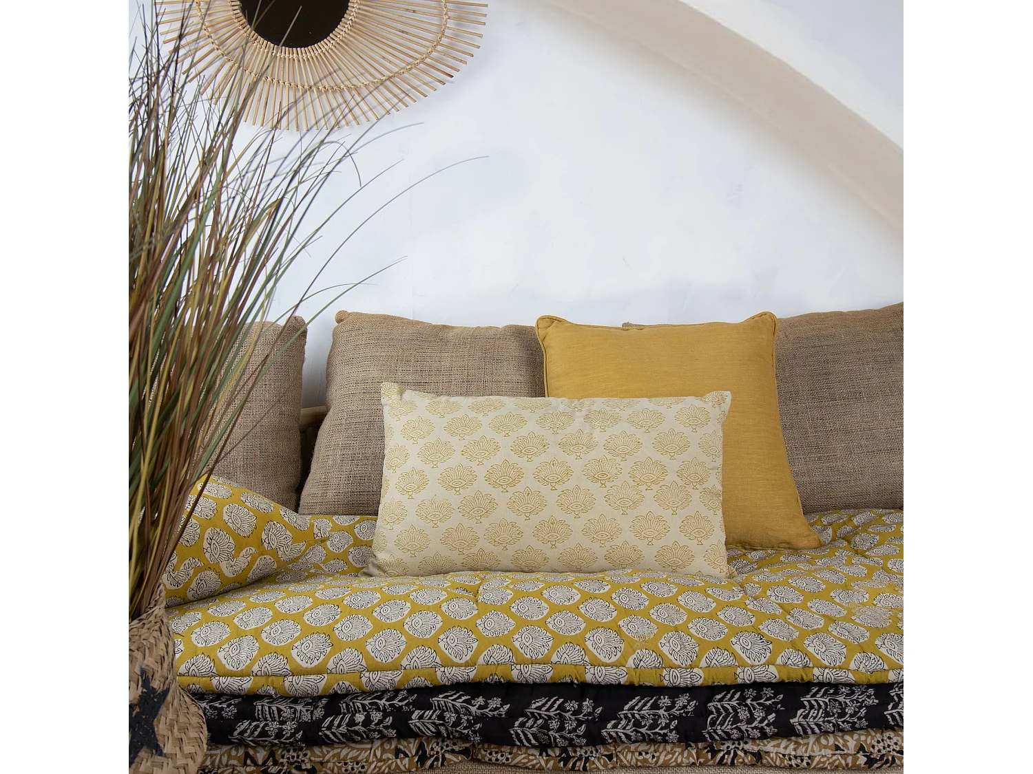 Now's Home - Coussin En Coton Imprime Coloris Beige A Motif 30x50cm Kochi