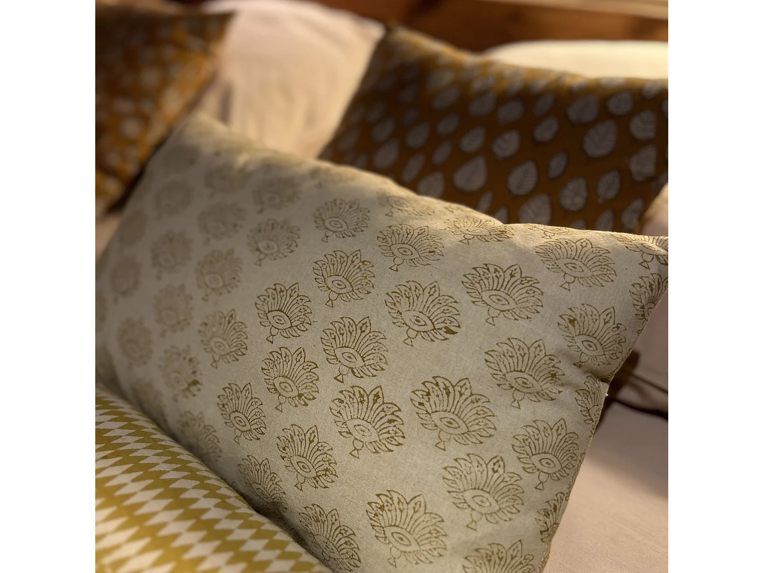 Now's Home - Coussin En Coton Imprime Coloris Beige A Motif 30x50cm Kochi