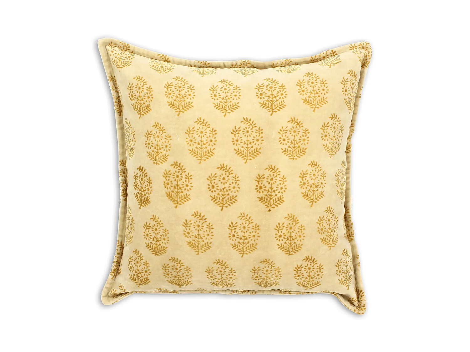 Now's Home - Coussin En Velours Vintage Jaune Avec Imprime 45x45cm Dori
