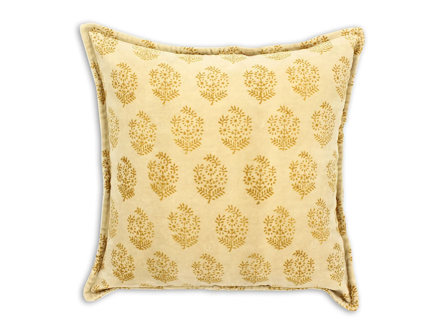 Now's Home - Coussin En Velours Vintage Jaune Avec Imprime 45x45cm Dori