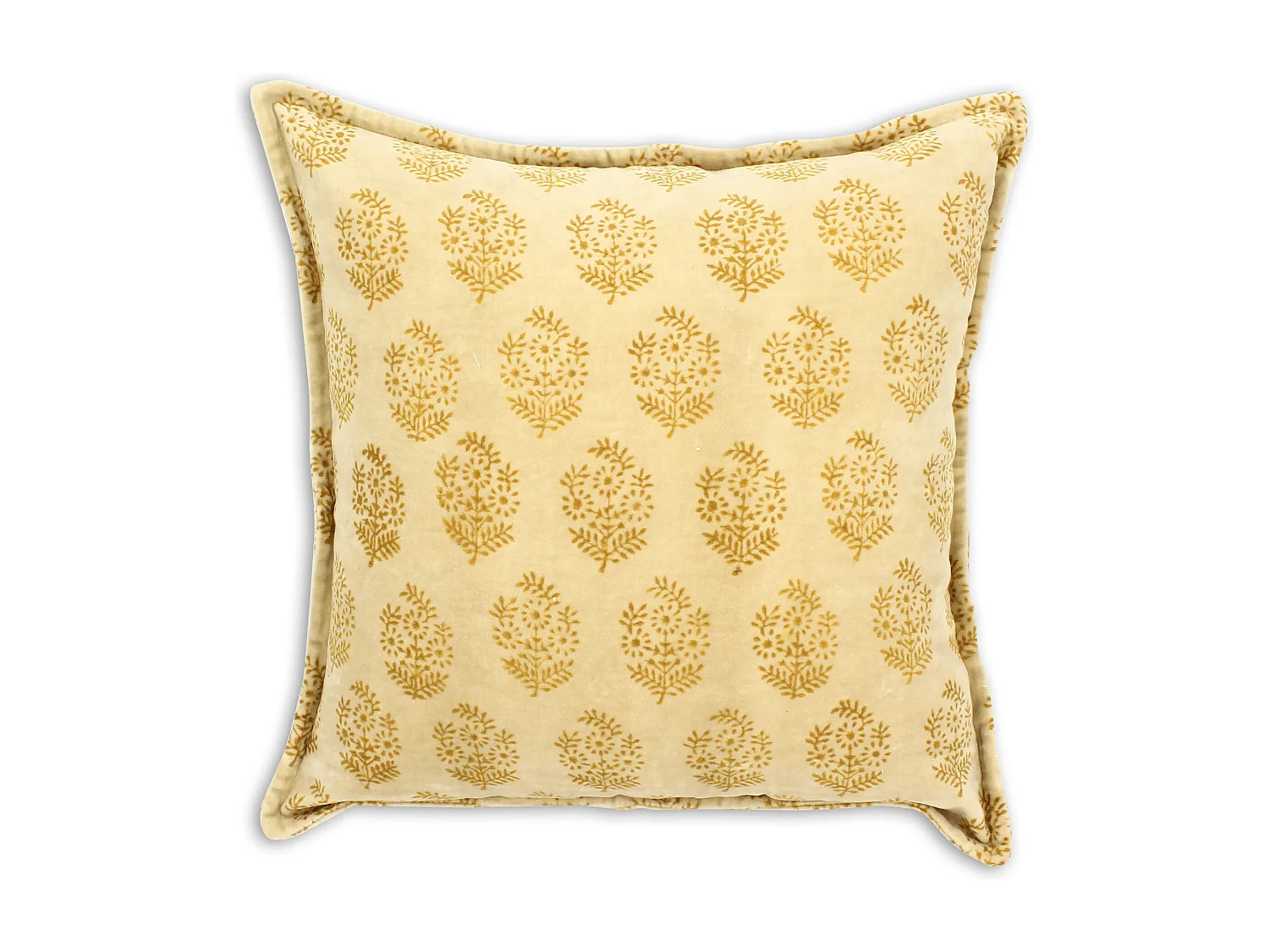 Now's Home - Coussin En Velours Vintage Jaune Avec Imprimé 45x45cm Dori