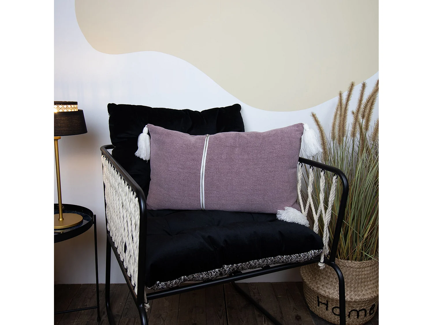 Now's Home - Coussin Rose 100% Coton Lave Zip Deco.vertical 30x50cm