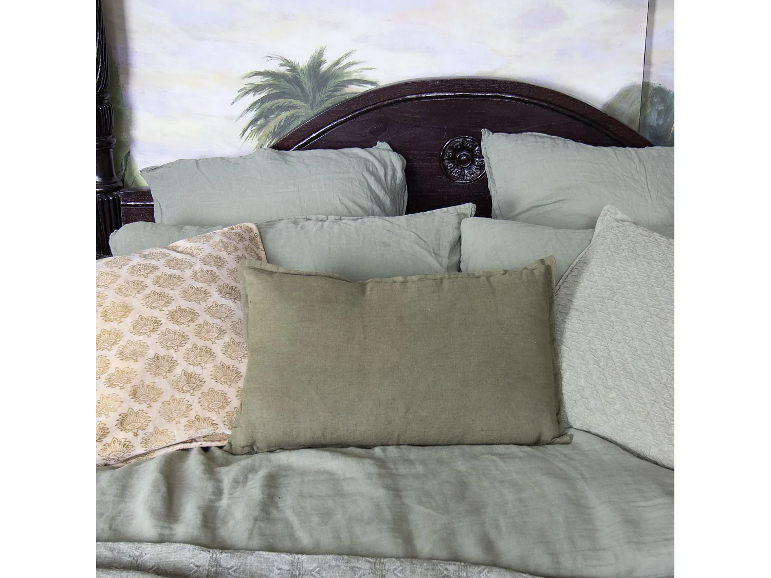 Now's Home - Coussin En Lin Vert 30x50cm Nyl