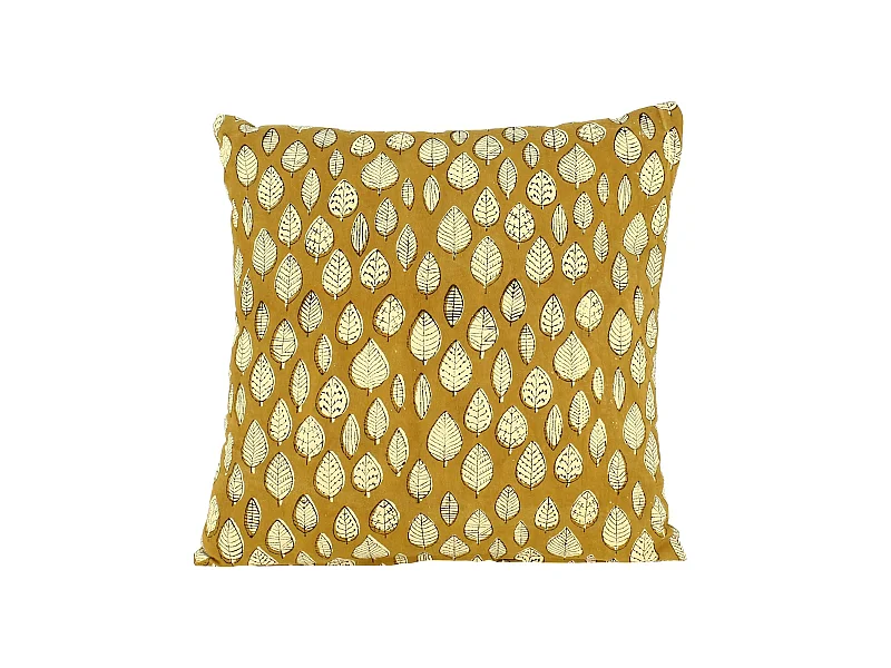 Now's Home - Coussin En Coton Imprime Coloris Jaune Moutarde 40x40cm Nilam