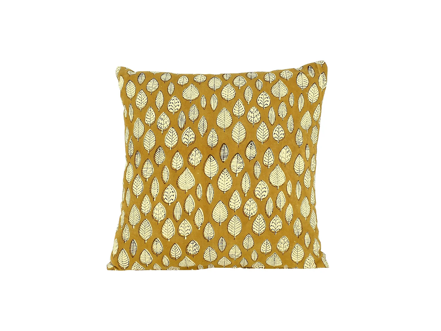 Now's Home - Coussin En Coton Imprime Coloris Jaune Moutarde 40x40cm Nilam