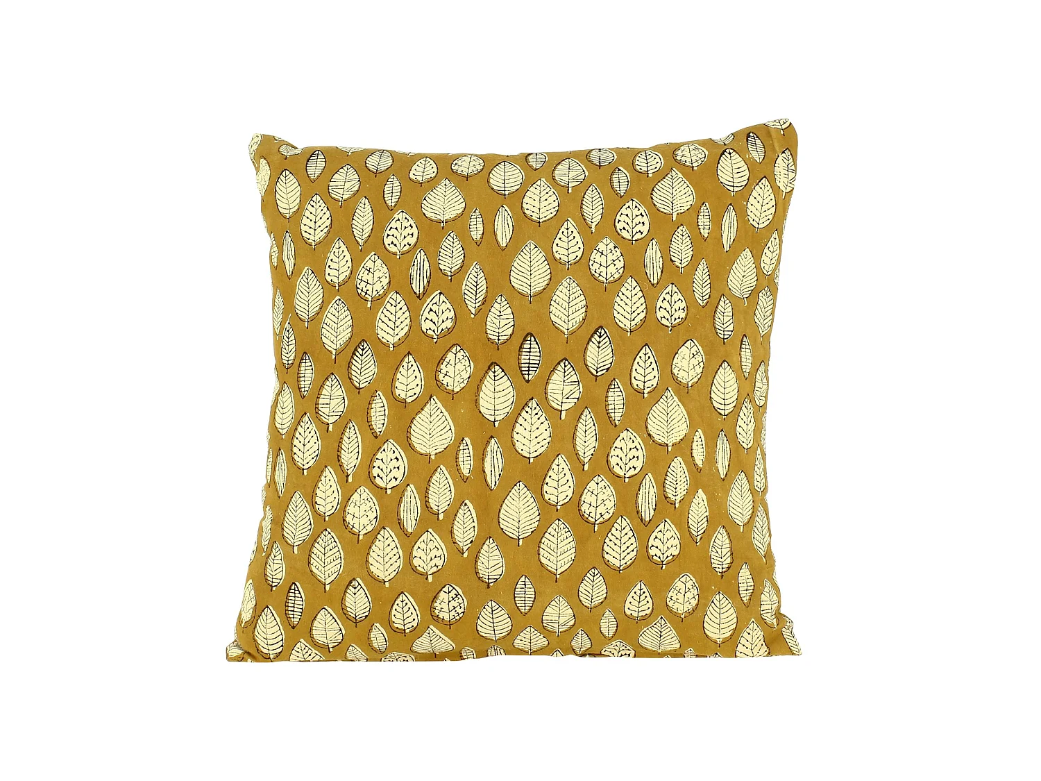 Now's Home - Coussin En Coton Imprime Coloris Jaune Moutarde 40x40cm Nilam