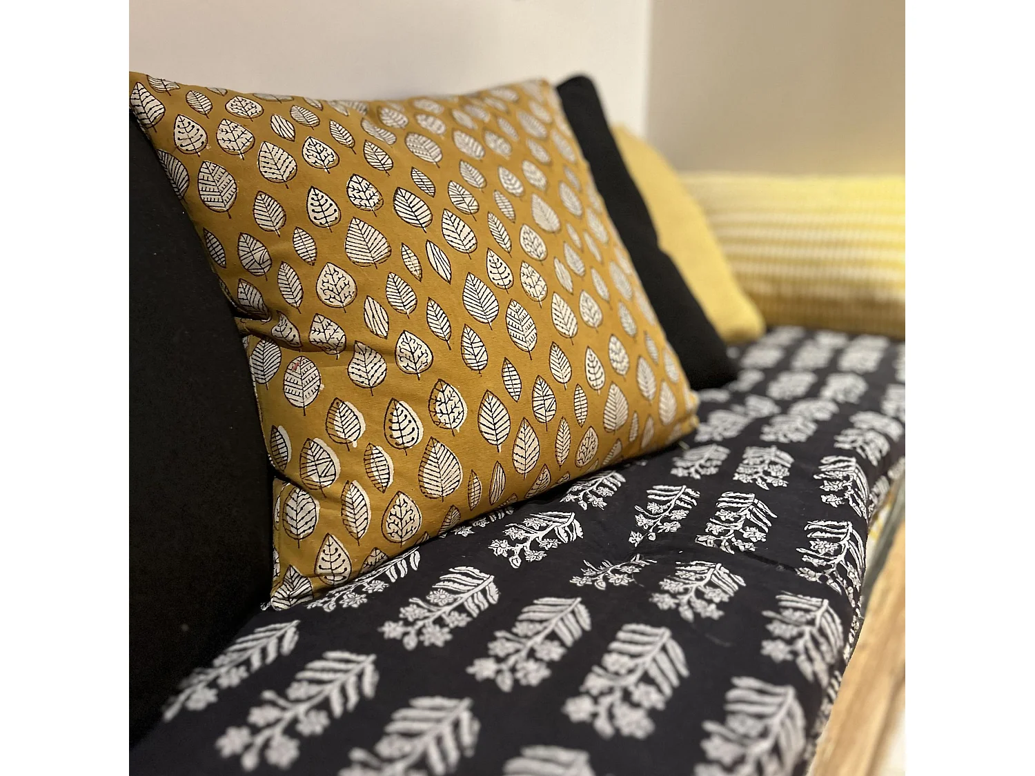 Now's Home - Coussin En Coton Imprimé Coloris Jaune Moutarde 40x40cm Nilam