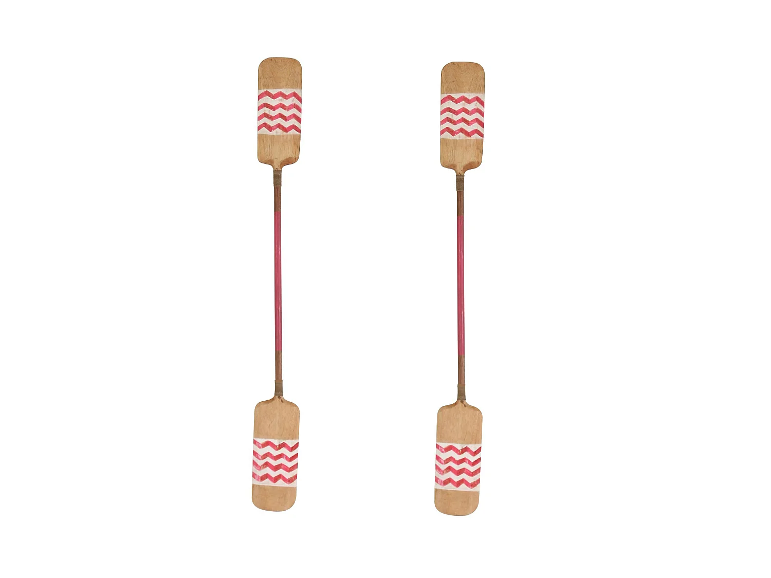 Now's Home - Lot 2 Pagaies Doubles Rose En Bois Peinte A La Main 20x5x185cm Fufoa
