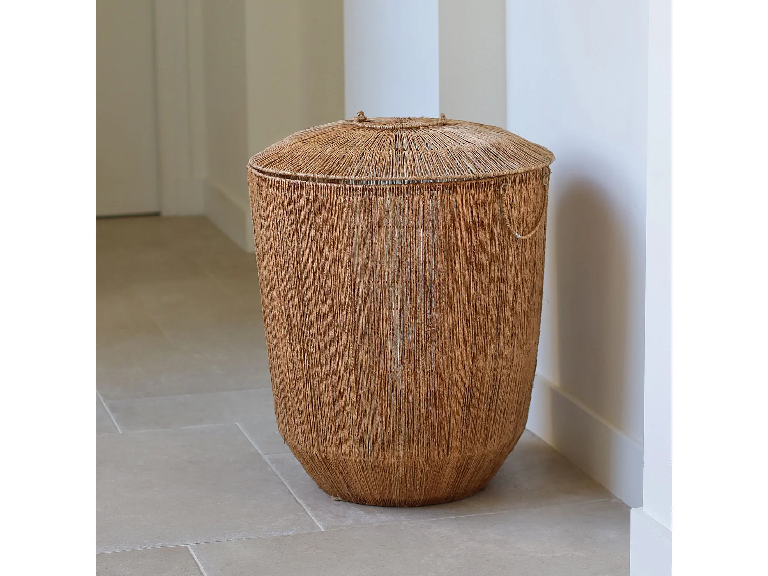 Now's Home - Panier En Jute Naturelle Avec Couvercle Et Poignees D45xh56cm Sibu