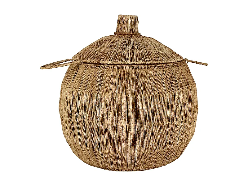 Now's Home - Panier En Jute Naturelle Avec Couvercle Et Poignees D40xh40cm Sibu