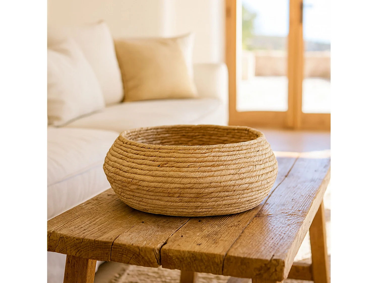 Now's Home - Panier Rond En Fibres D'abaca  D42xh16.5cm Dounia