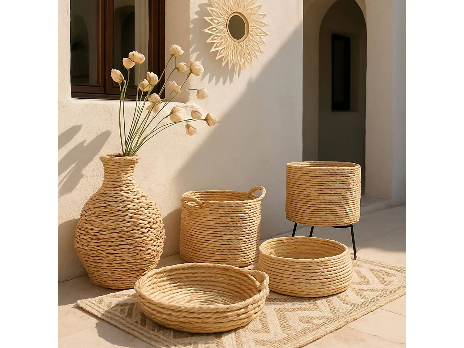 Now's Home - Panier Rond En Fibres D'abaca  D42xh16.5cm Dounia