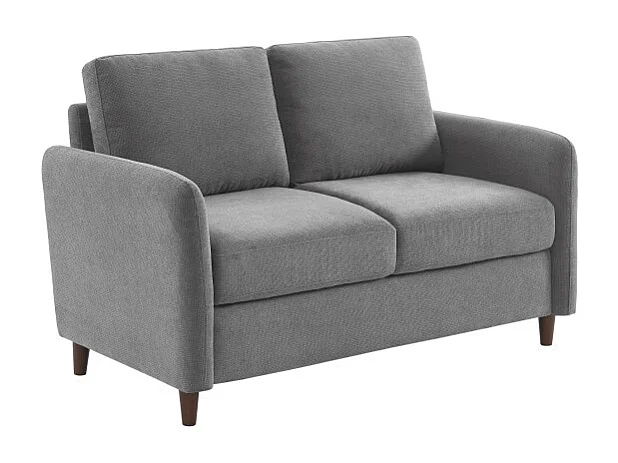 Canapé droit LUCIEN fixe avec coffre de rangement tissu gris 2 places