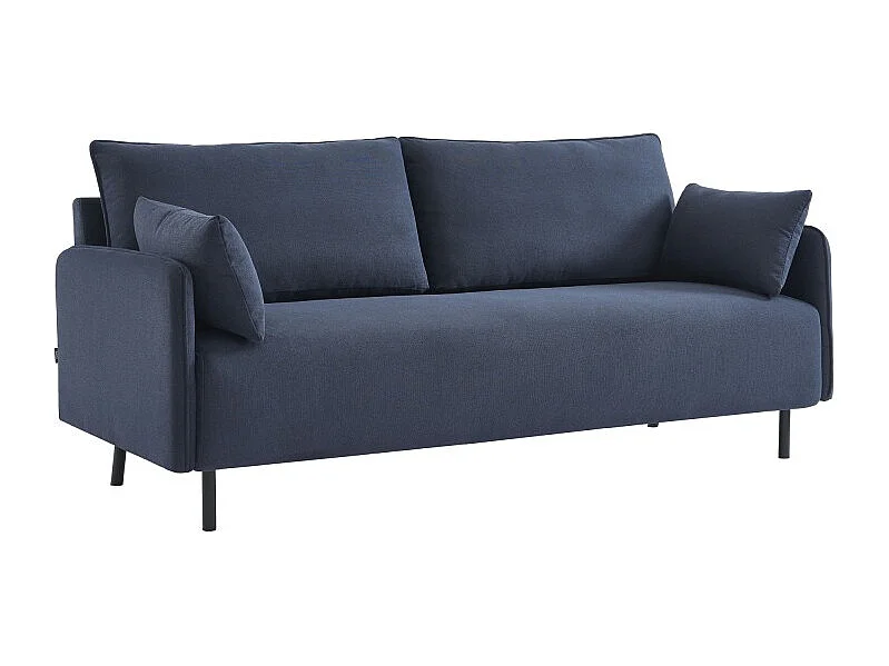 Canapé droit GABIN fixe tissu bleu nuit 3 places