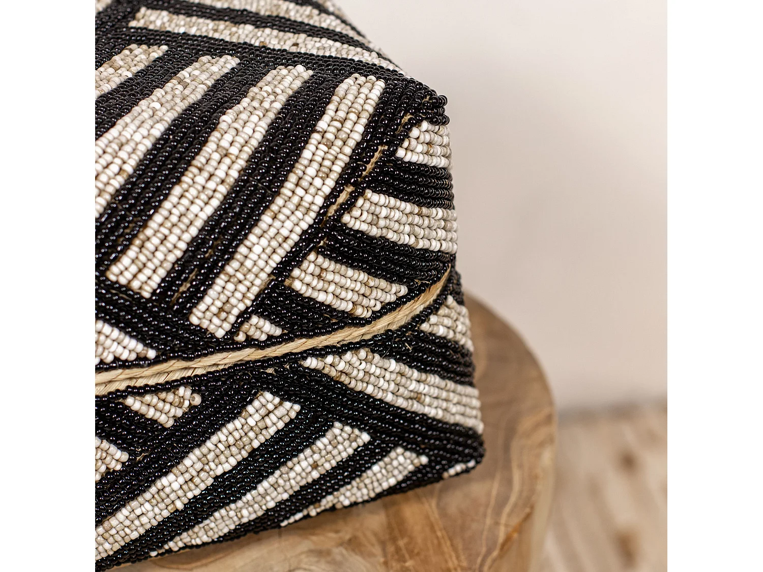 Now's Home - Boite En Bambou Ornée De Perles 20x20cm Bao