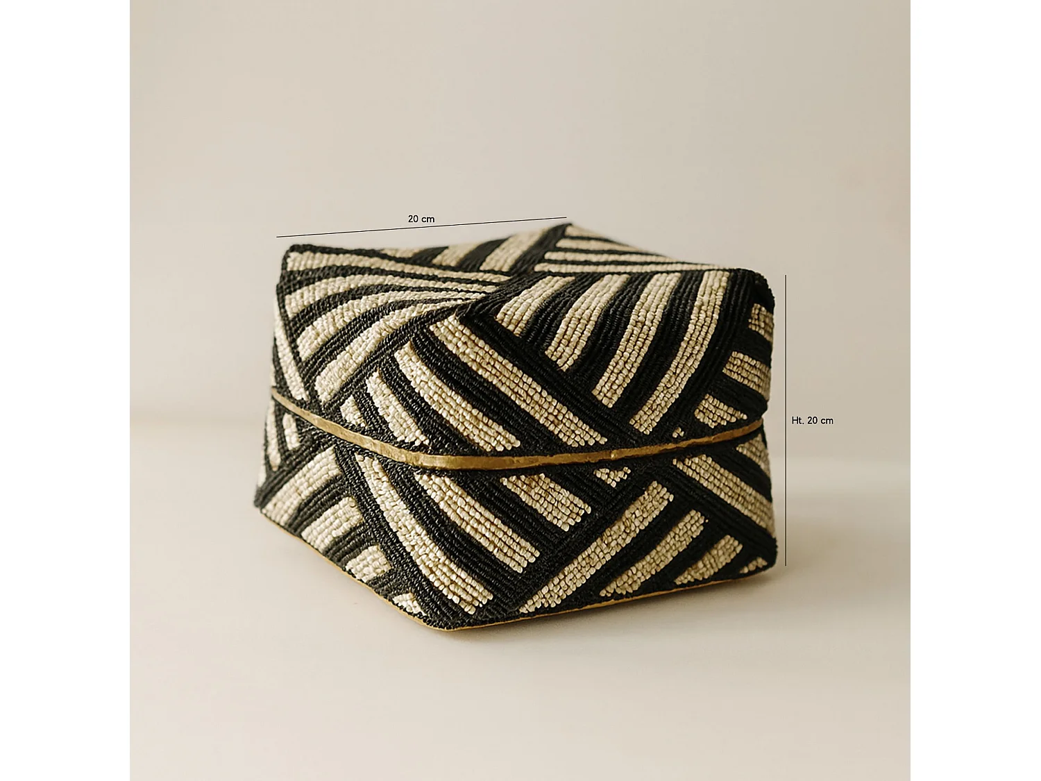 Now's Home - Boite En Bambou Ornée De Perles 20x20cm Bao