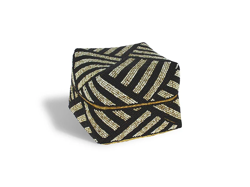 Now's Home - Boite En Bambou Ornee De Perles 20x20cm Bao