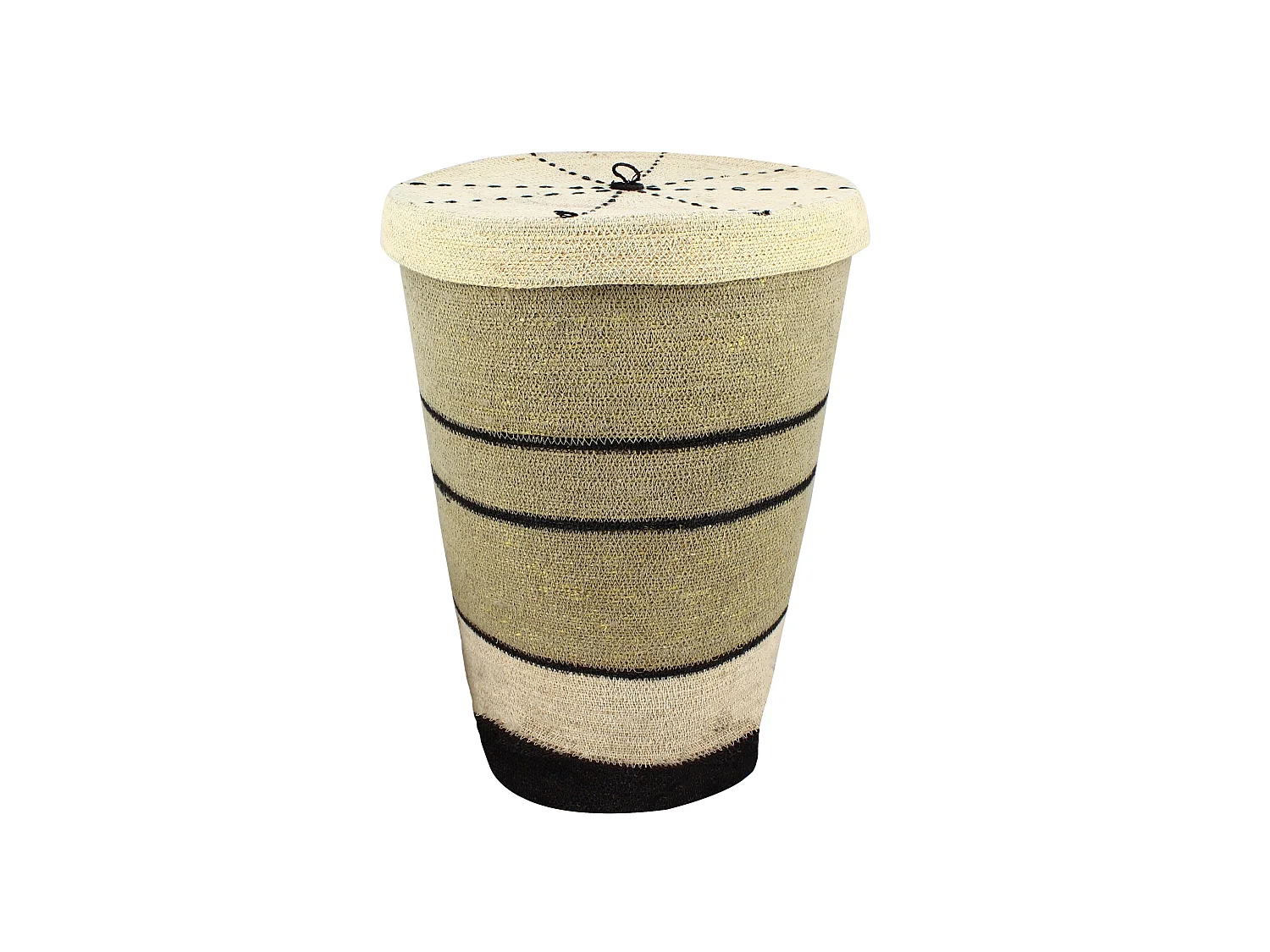 Now's Home - Panier A Linge En Jonc De Mer Naturel Et Noir 38xh57cm Grenada