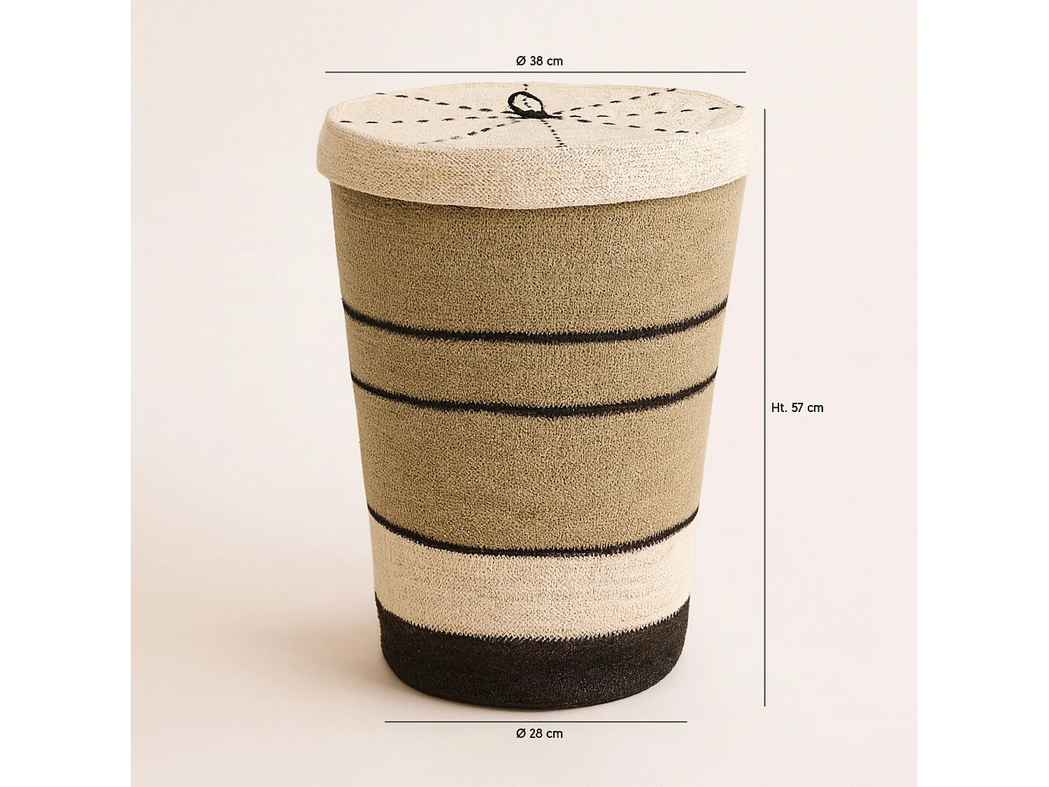 Now's Home - Panier à Linge En Jonc De Mer Naturel Et Noir 38xh57cm Grenada