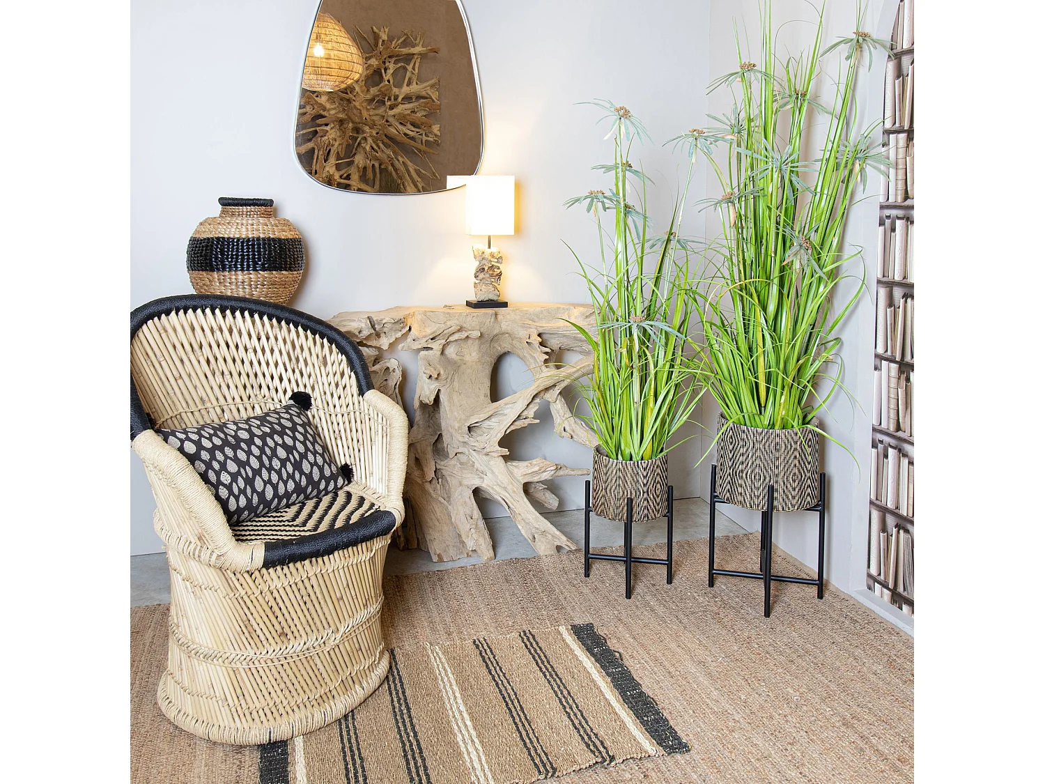 Now's Home - Plante Graminee A Fleurs Artificielle 20x17x150 Cm Aquaplanter