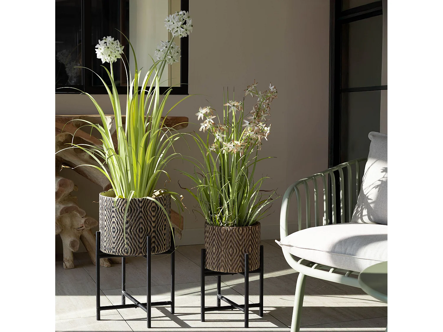 Now's Home - Agapanthe Artificielle A Fleurs Blanche Ds Pot Pot Zinc Ht99cm Agapanth