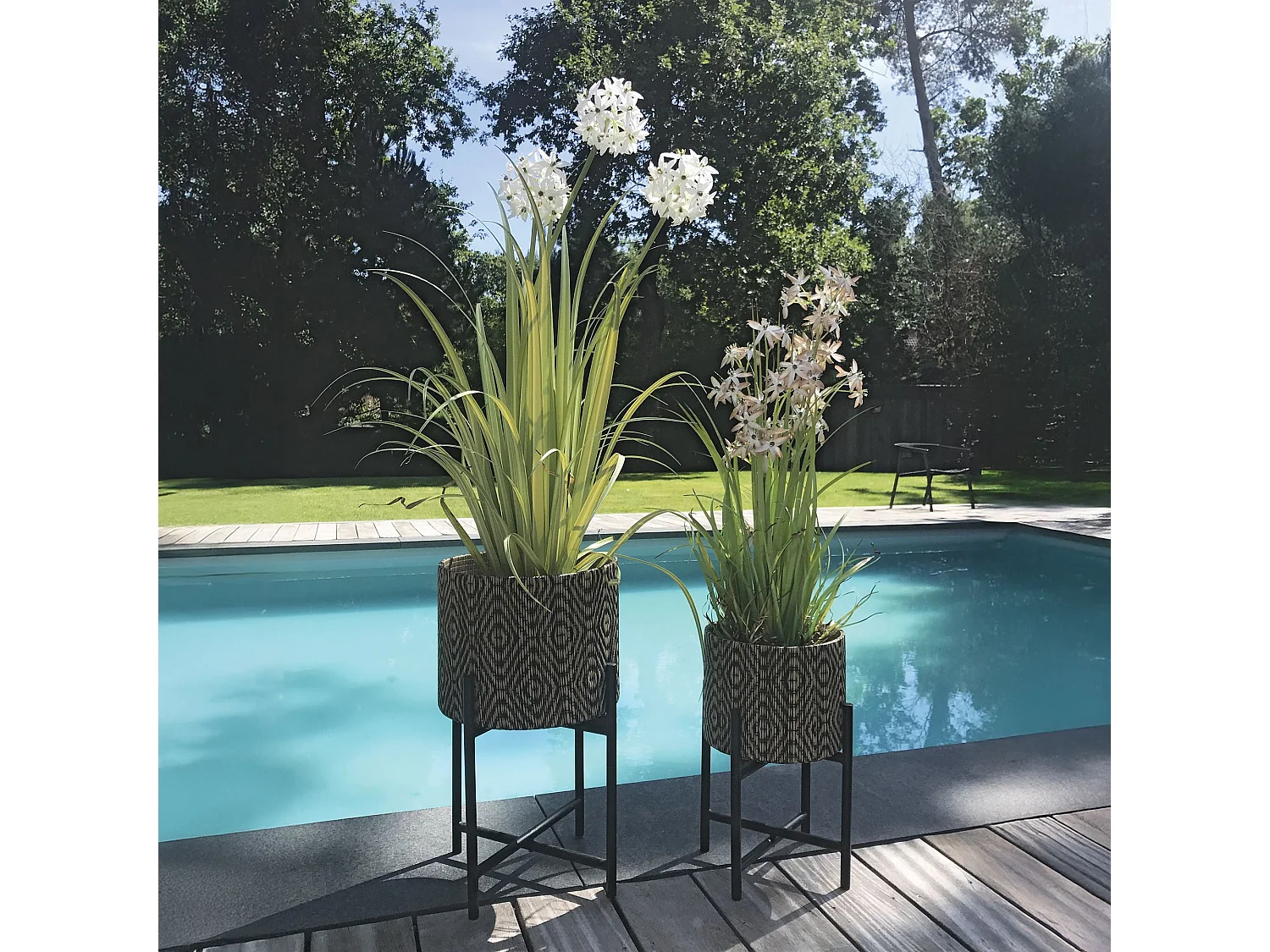 Now's Home - Agapanthe Artificielle A Fleurs Blanche Ds Pot Pot Zinc Ht99cm Agapanth