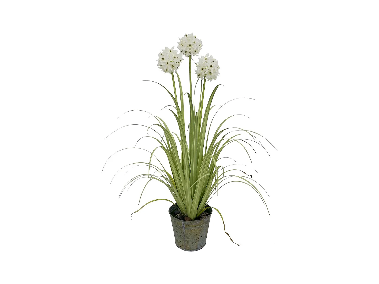 Now's Home - Agapanthe Artificielle A Fleurs Blanche Ds Pot Pot Zinc Ht99cm Agapanth