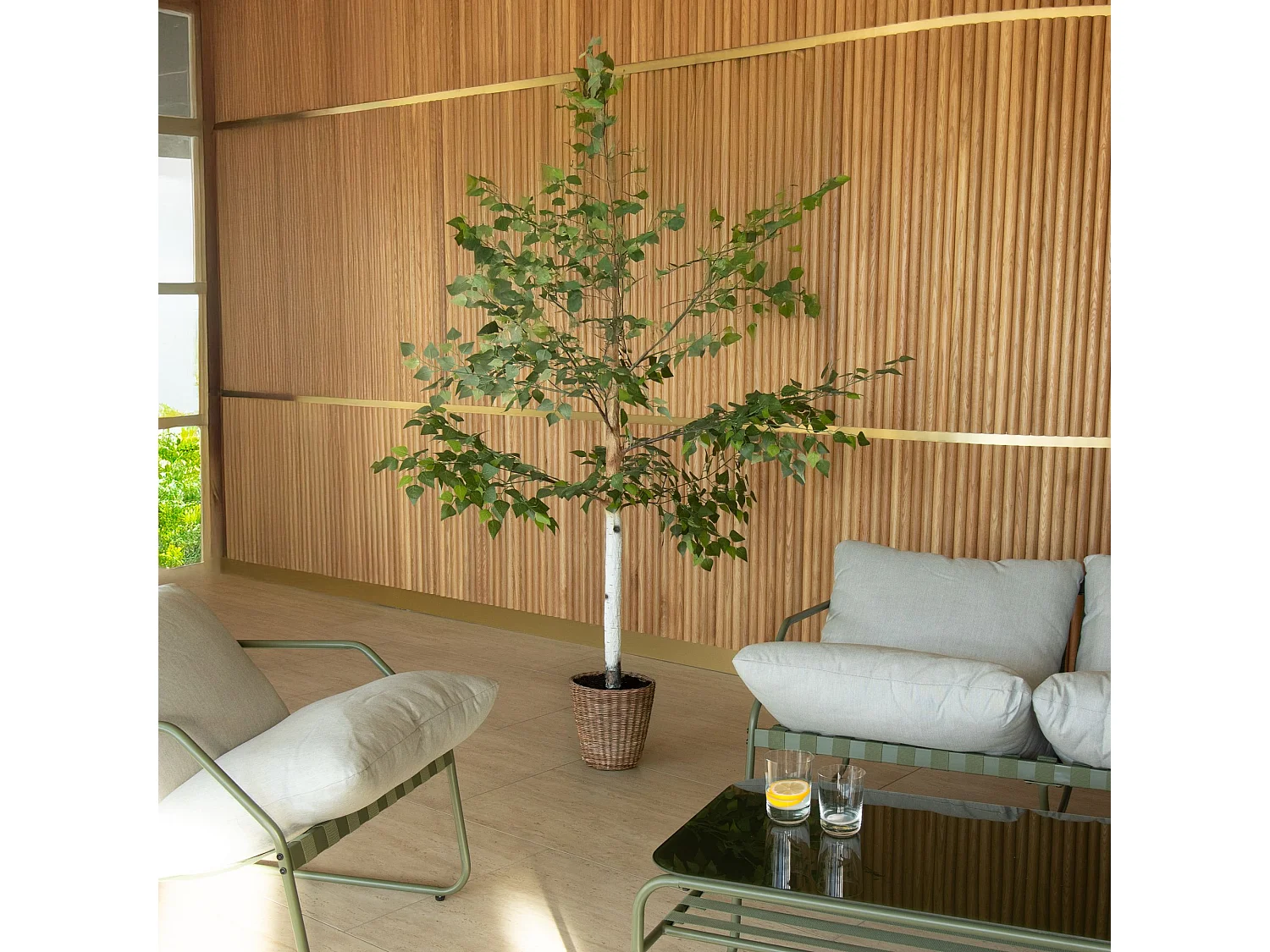 Now's Home - Bouleau Artificiel Avec Pot Noir Pour Interieur Fray