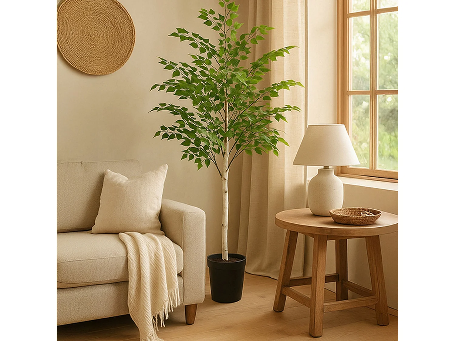 Now's Home - Bouleau Artificiel Avec Pot Noir Pour Interieur Fray