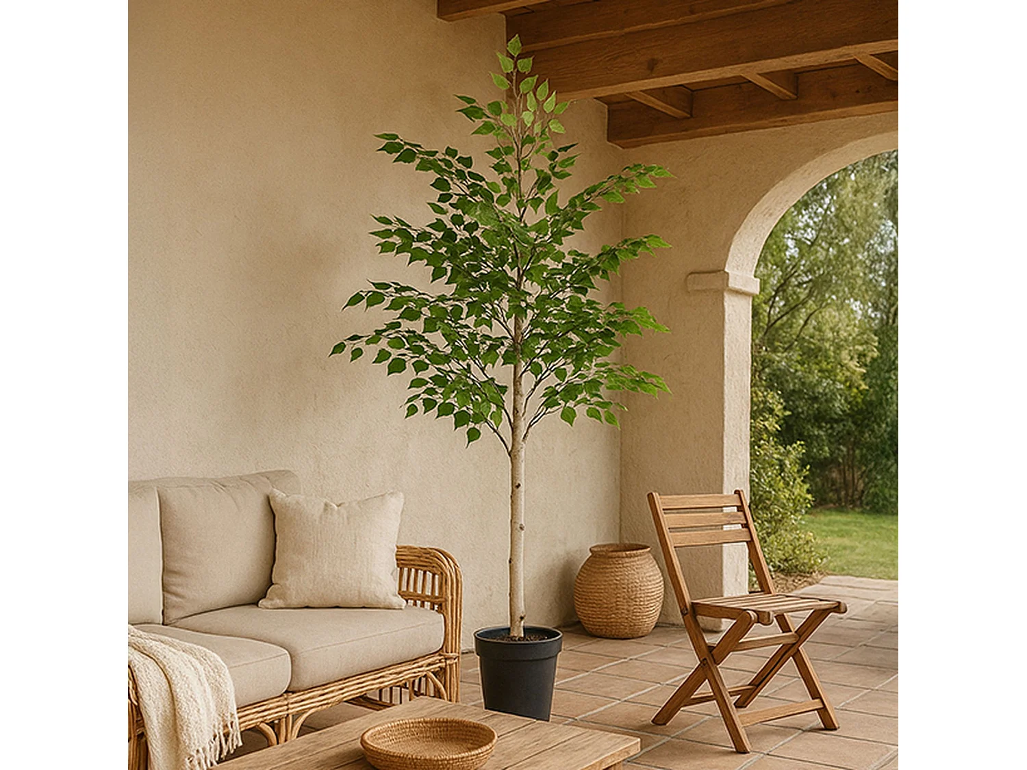 Now's Home - Bouleau Artificiel Avec Pot Noir Pour Interieur Fray