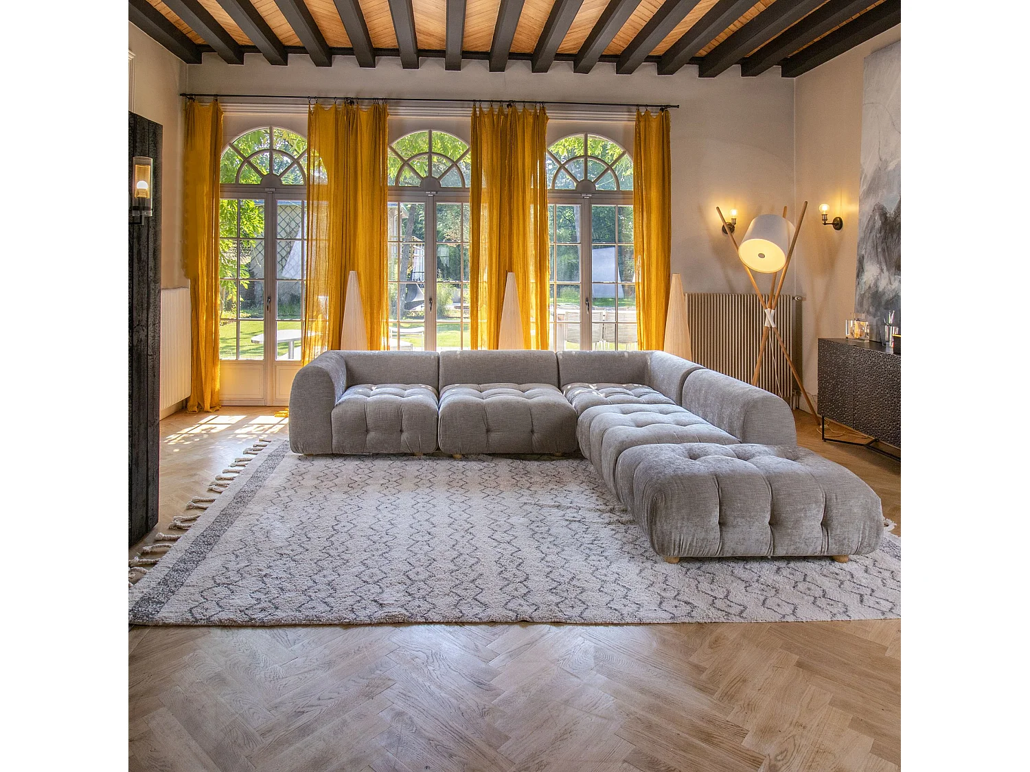 Now's Home - Tapis Berbere En Coton Imprime Noir Et Beige 350x250 Cm Atlas