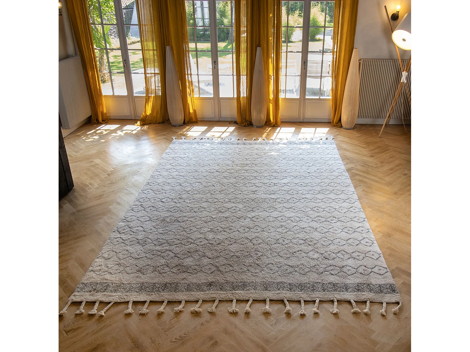 Now's Home - Tapis Berbere En Coton Imprime Noir Et Beige 350x250 Cm Atlas