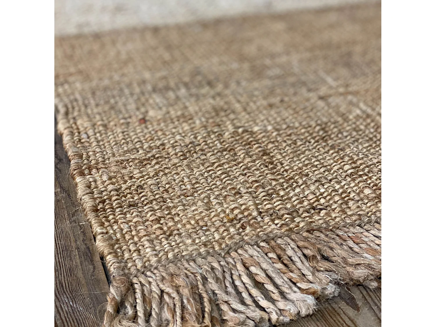 Now's Home - Tapis En Jute Et Laine Tisse A  La  Main Avec Franges 160x230cm Franca