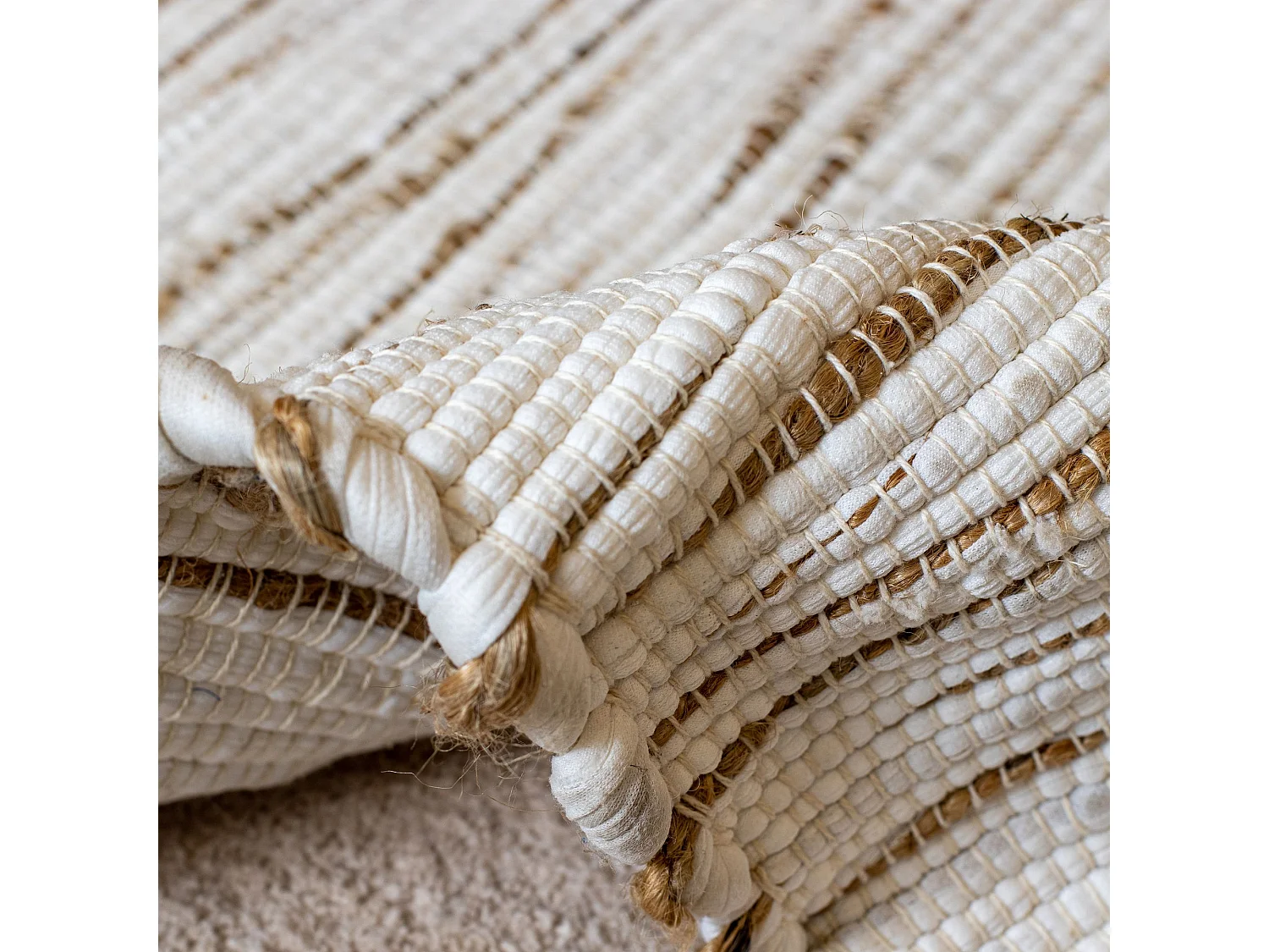 Now's Home - Tapis Beige Et Blanc En Coton & Jute 240x170cm Ankara