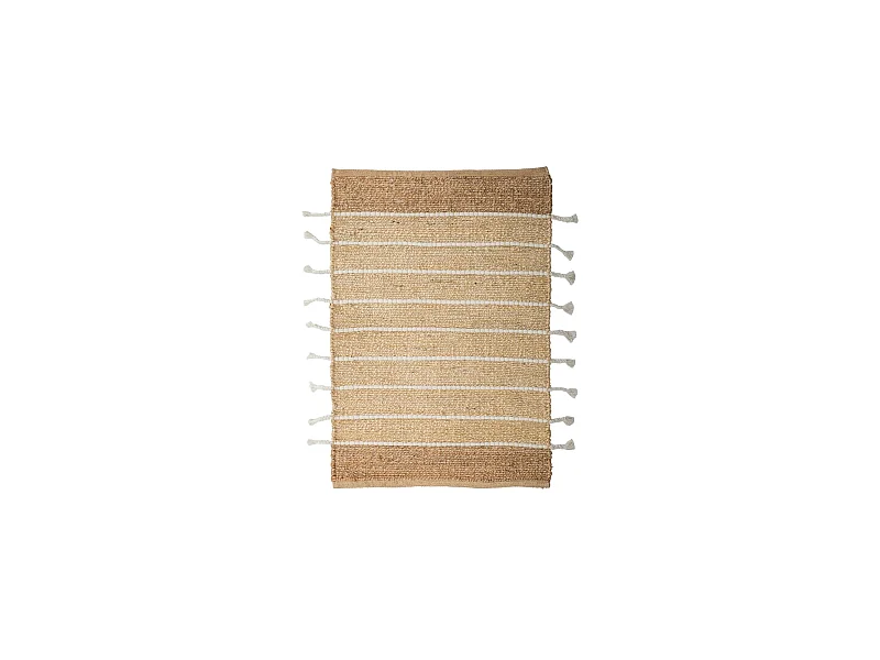Now's Home - Tapis Naturel Rayures Blanches En Jute Et Coton 80x60cm Didim