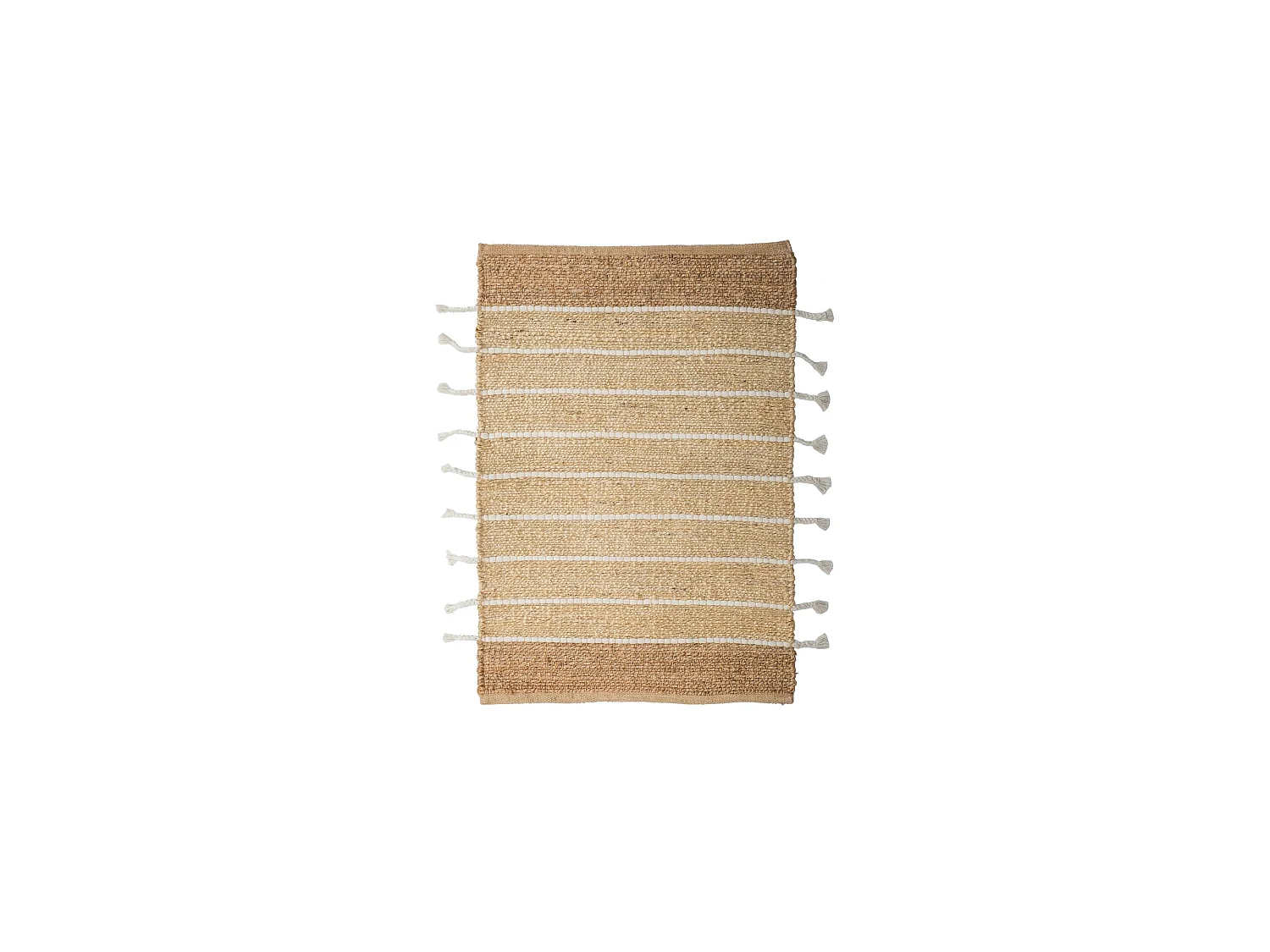 Now's Home - Tapis Naturel Rayures Blanches En Jute Et Coton 80x60cm Didim