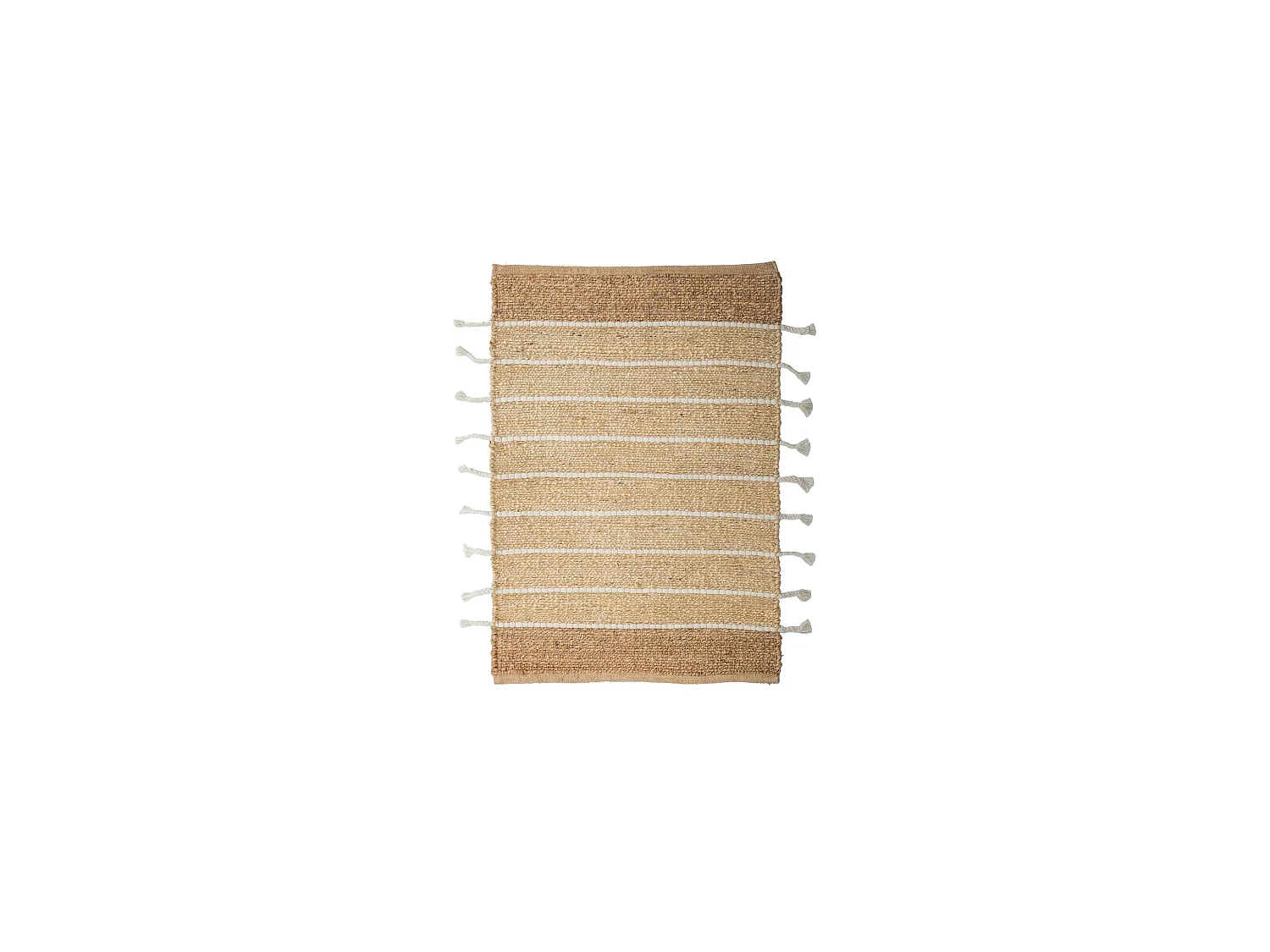 Now's Home - Tapis Naturel Rayures Blanches En Jute Et Coton 80x60cm Didim