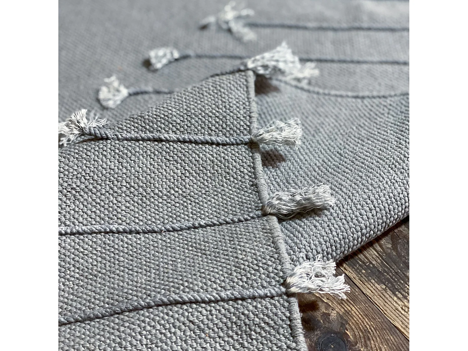 Now's Home - Tapis En Coton Tisse A La  Main Gris Bleute 120x180cm Noos