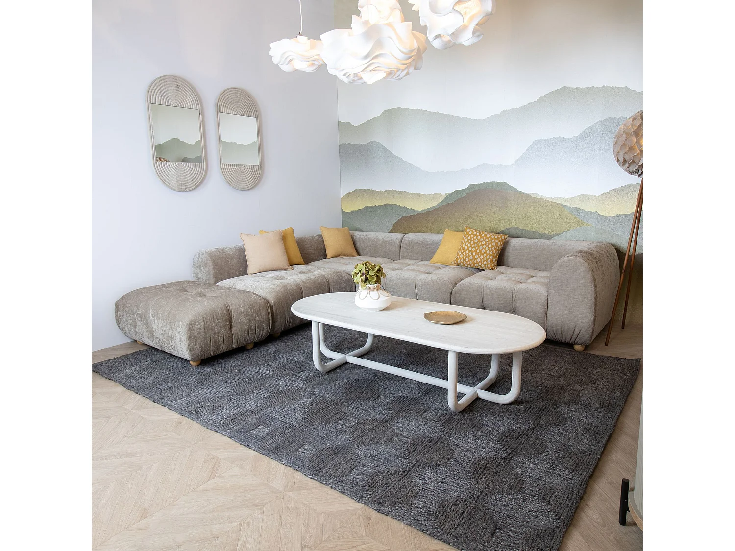Now's Home - Tapis Rectangulaire Gris Jute-tissage Ellipse 200x300cm Bolu