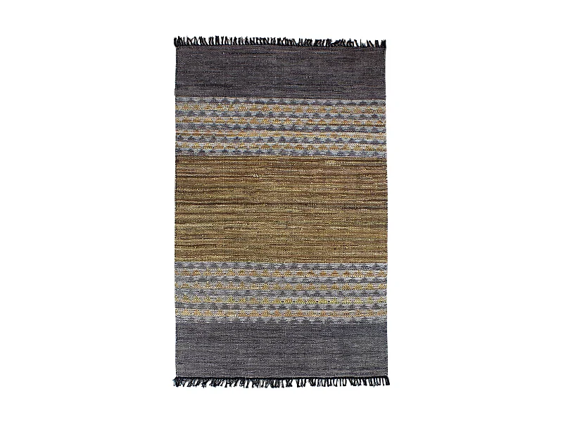 Now's Home - Tapis En Cuir Recycle Et Coton Tisse Main 150x240cm  Adana