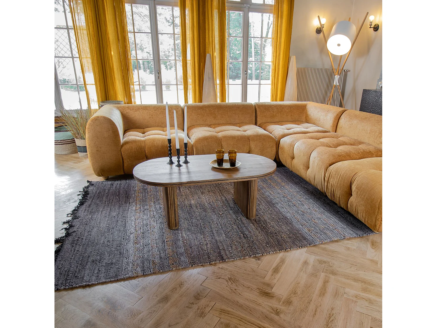 Now's Home - Tapis En Cuir Recycle Et Coton Tisse Main 150x240cm  Adana